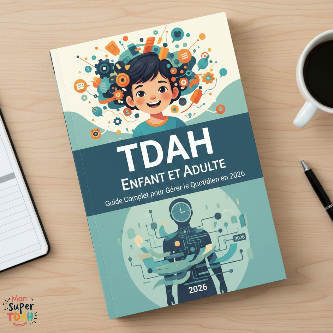 Guide TDAH pour enfants et adultes 2026 - Couverture du livre pratique pour gérer le quotidien avec le trouble déficit de l'attention