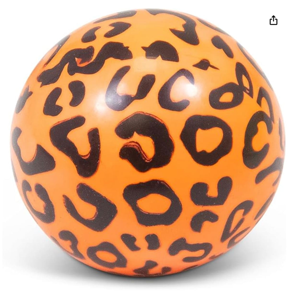 Balle squishy anti-stress TDAH motif léopard orange et noir - fidget sensoriel liquide apaisant pour enfants