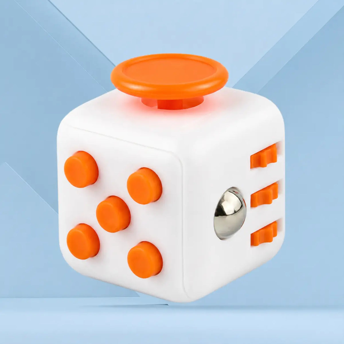Fidget Cube TDAH coloris blanc et orange, cube anti-stress à 6 faces pour occuper les mains