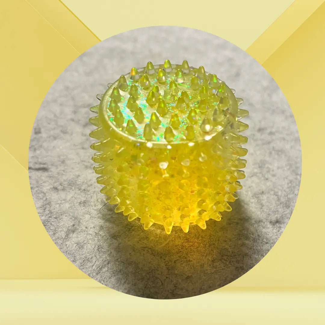 balle cylindre sensorielle à picots jaune