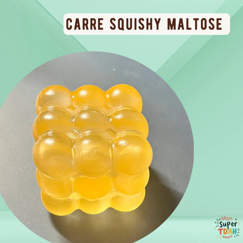 Carré Squishy maltose jaune – fidget à presser anti-stress pour enfants TDAH et troubles sensoriels