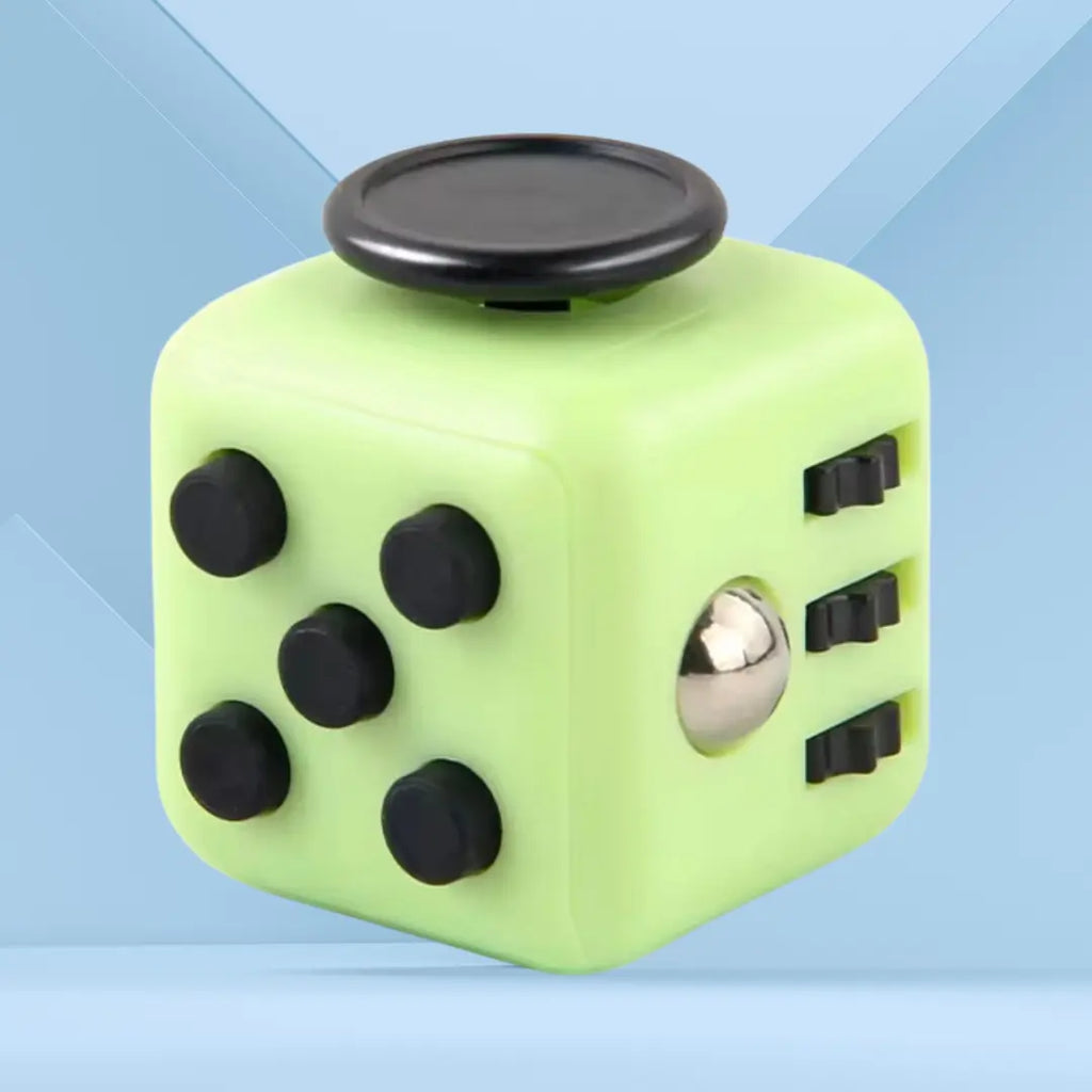 Fidget Cube TDAH coloris vert, cube anti-stress à 6 faces pour occuper les mains