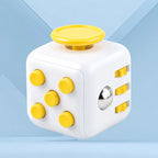 Fidget Cube TDAH coloris jaune et blanc, cube anti-stress à 6 faces pour occuper les mains