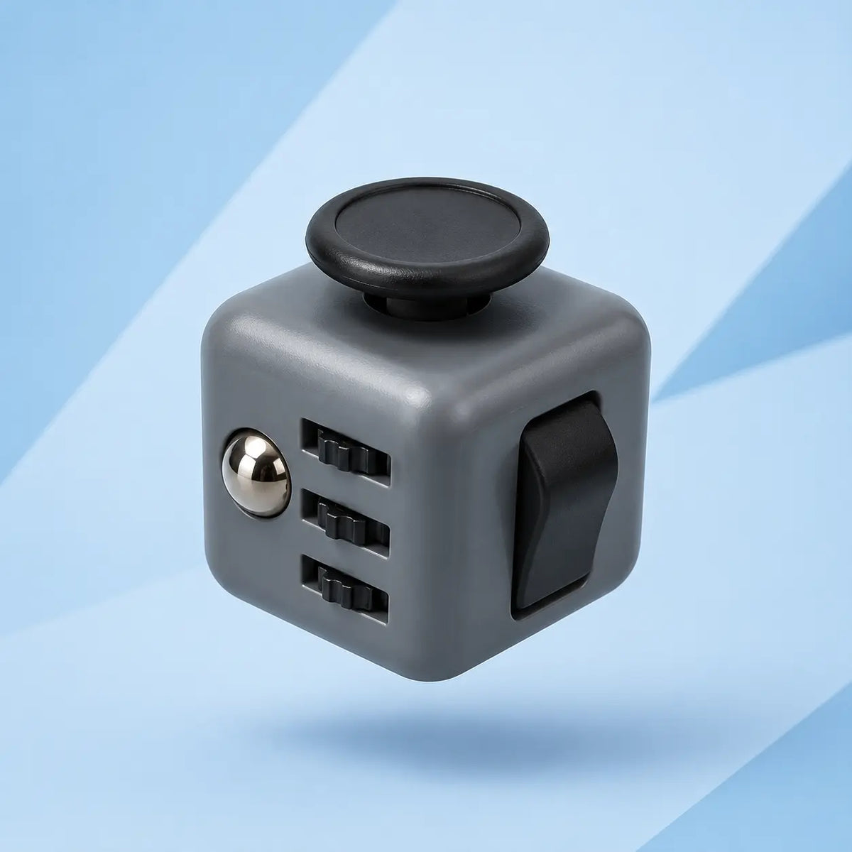 Fidget Cube TDAH coloris noir et gris, cube anti-stress à 6 faces pour occuper les mains