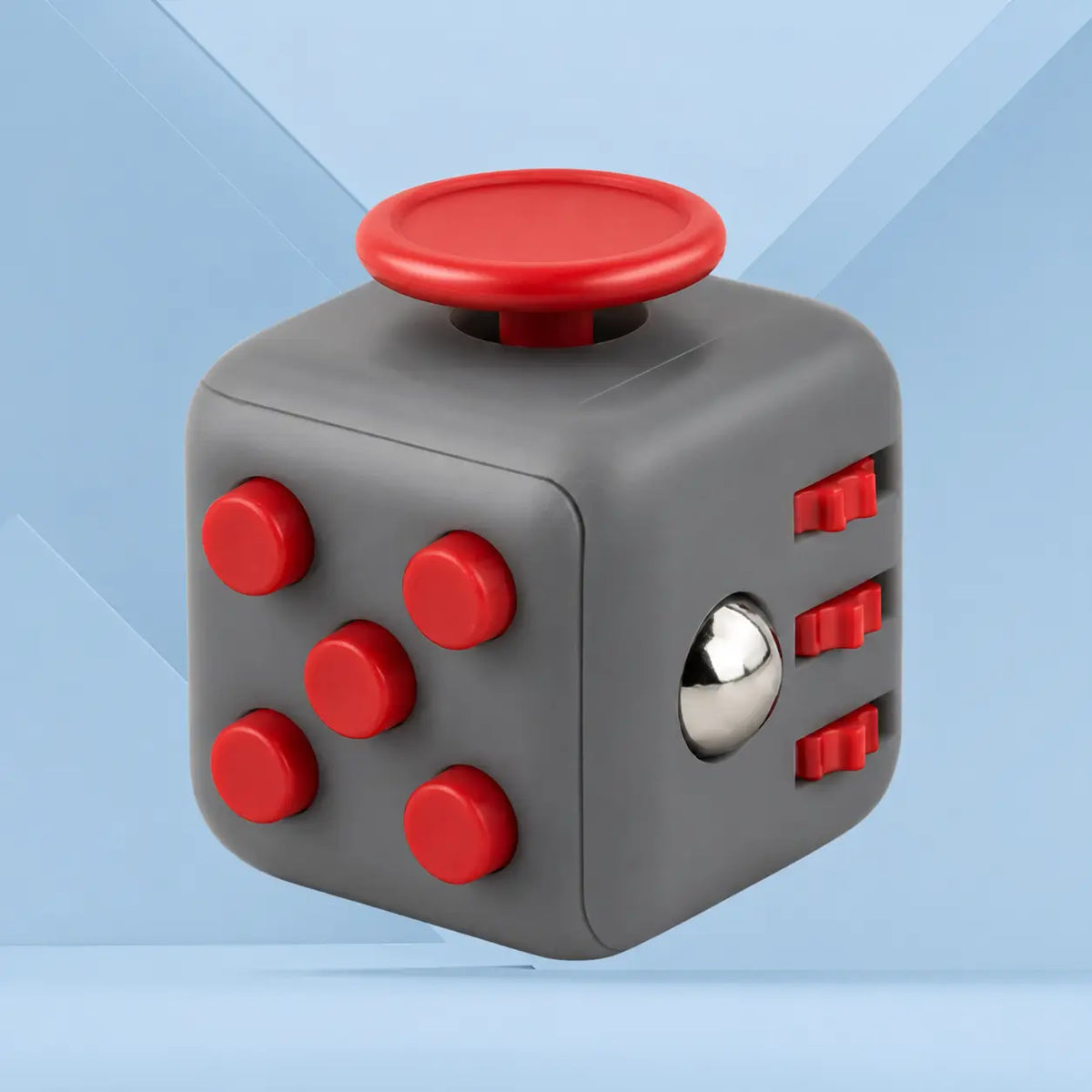 Fidget Cube TDAH coloris rouge et gris, cube anti-stress à 6 faces pour occuper les mains