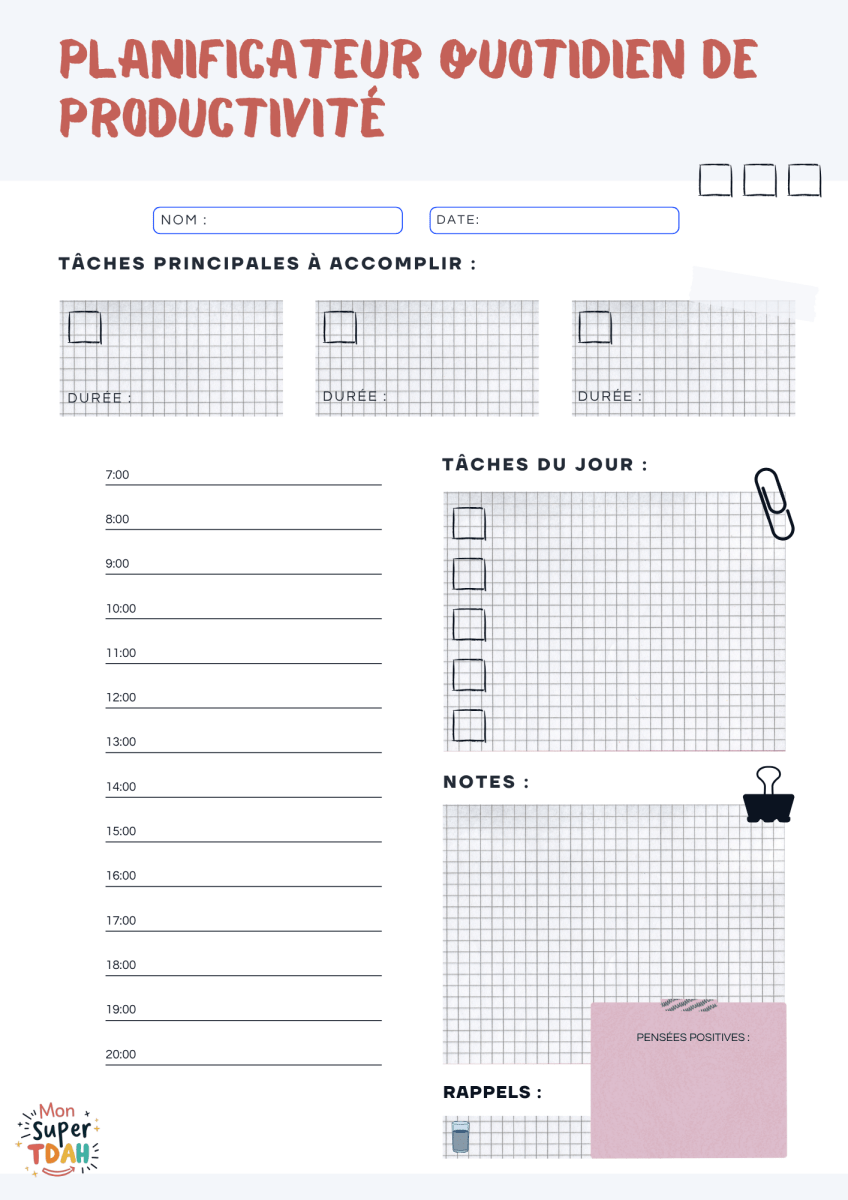 Outil d'organisation TDAH - Mon Super TDAH