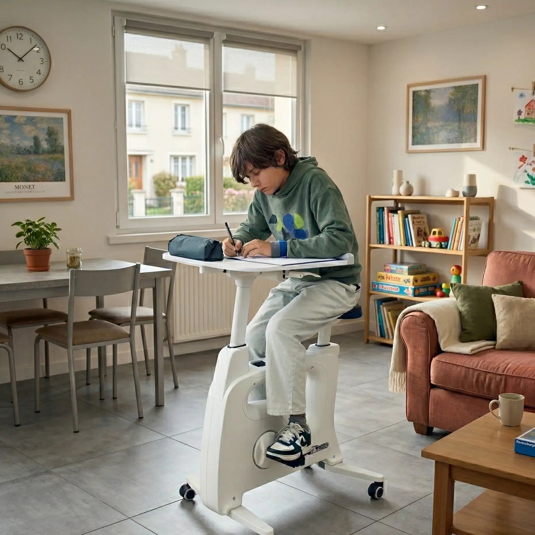 vélo bureau dans un salon 